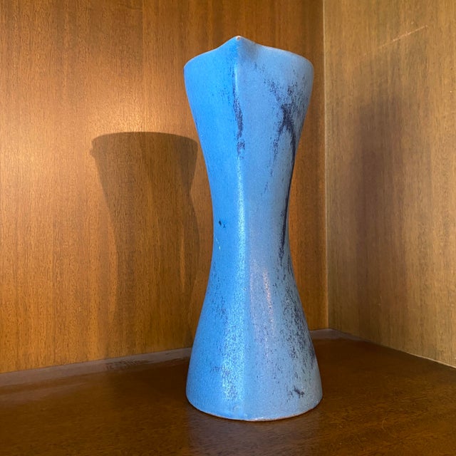 Mid 20th Century Mid 20th Century Mid-Century Modern Blue Ceramic Pitcher Vase by Weston Neil Andersen for Andersen Design For Sale - Image 5 of 10