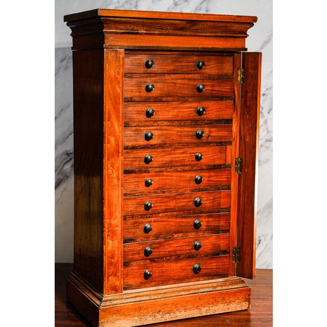19th Century Amazing Antique Wellington Cabinet 19th Century English Wooden 10 Drawer Chest Collector Storage English Home Decor For Sale - Image 5 of 17