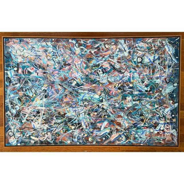 Very Large 1980s Modern Abstract Expressionist Painting, Framed For Sale - Image 12 of 12