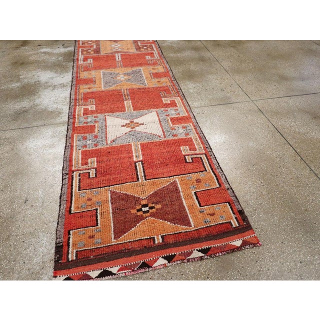 Burnt Orange Galerie Shabab Collection Mid-20th Century Turkish Anatolian Tribal Runner For Sale - Image 8 of 10
