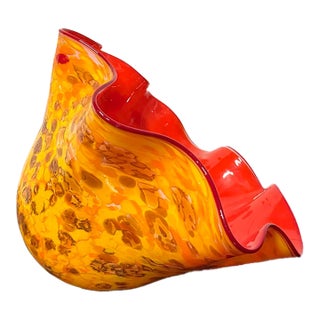 Vintage Murano Hand Blown Art Glass Bowl After Chihuly “Macchia” For Sale