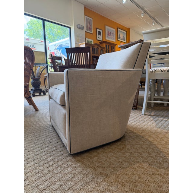 Early 21st Century A. Rudin Model 712 Contemporary Upholstered Swivel Club Chair For Sale - Image 5 of 8