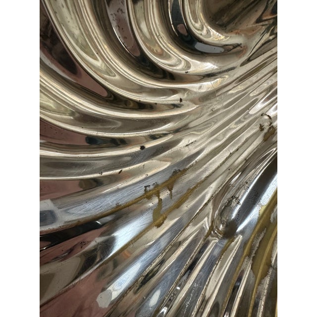 Metal Vintage English Regency Sheffield Mid 20th Century Large 15"x 13" Heavy Silver Plated Clam Shell Serving Dish With Three(3) Hallmarks For Sale - Image 7 of 16