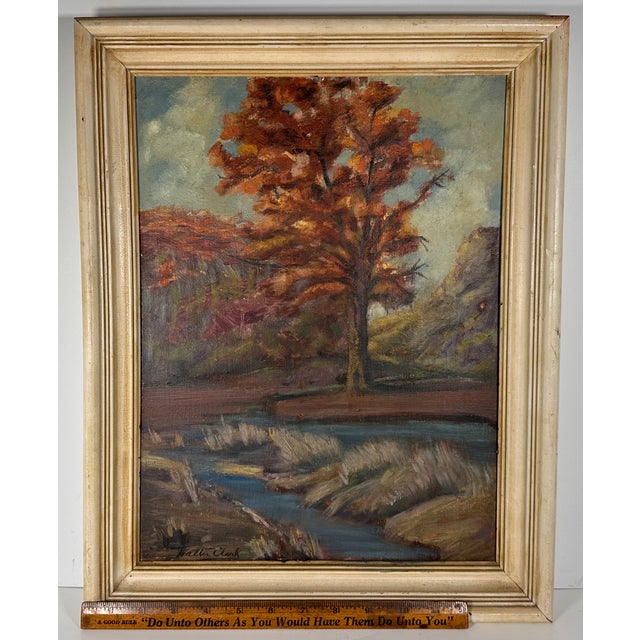 Early 20th Century Walter Clark Autumn Pastoral Scene Framed Impressionist Oil Painting For Sale - Image 14 of 15