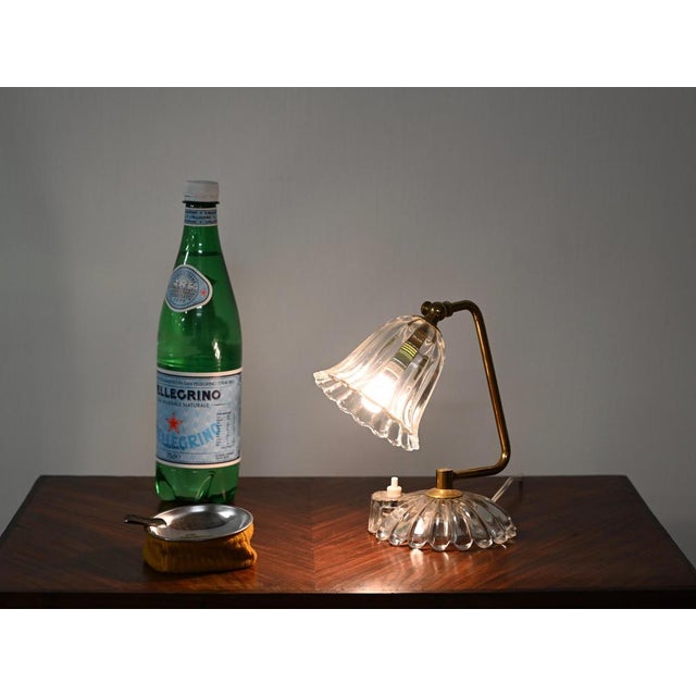 Bellflower Adjustabe Table Lamp in Murano Glass and Brass by Ercole Barovier, Italy, 1940s For Sale - Image 13 of 17