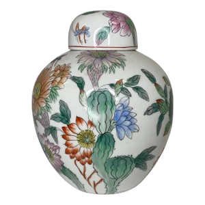 1980s Grasshopper and Floral Ginger Jar