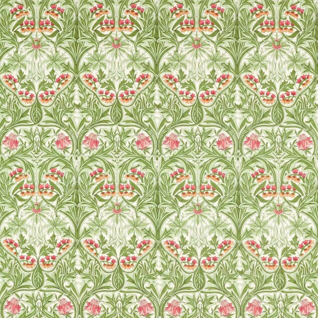 Morris & Co Bluebell Fabric in Leaf Green/Sweet Briar - a Sample For Sale