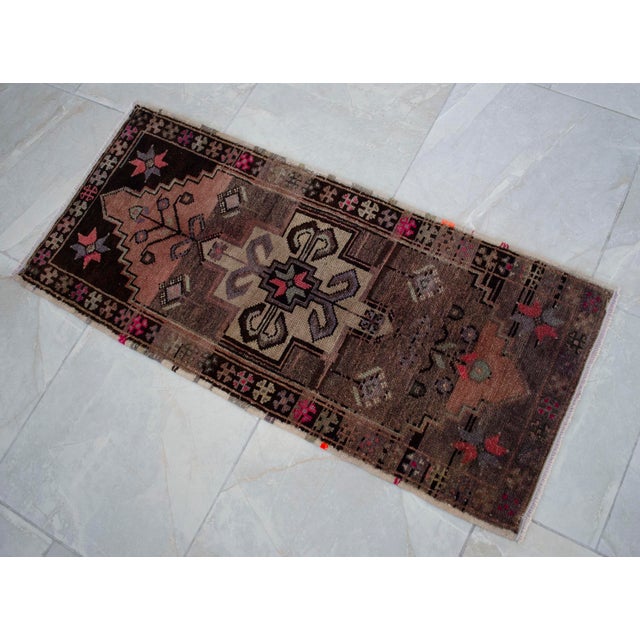 Hand Knotted Small Turkish Rug - 19" X 42" For Sale - Image 12 of 15