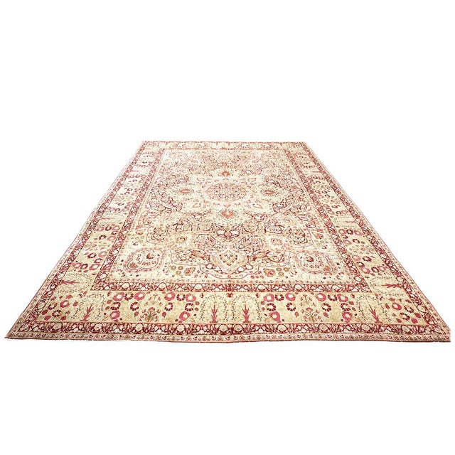 Antique Persian Kerman Lavar Wool 11X16 Burgundy, Pink & Ivory Handmade Area Rug #1141138 For Sale In Houston - Image 6 of 10