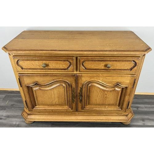 Vintage French Oak 2-Door Carved Cabinet with Drawers For Sale - Image 12 of 12