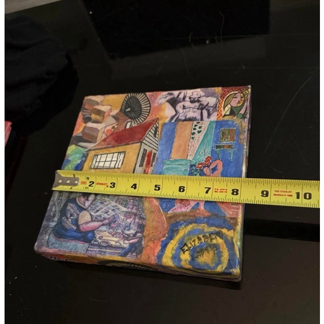 1970s Elizabeth Lamb Original Mixed Media Collage Art on Canvas For Sale In Atlanta - Image 6 of 6