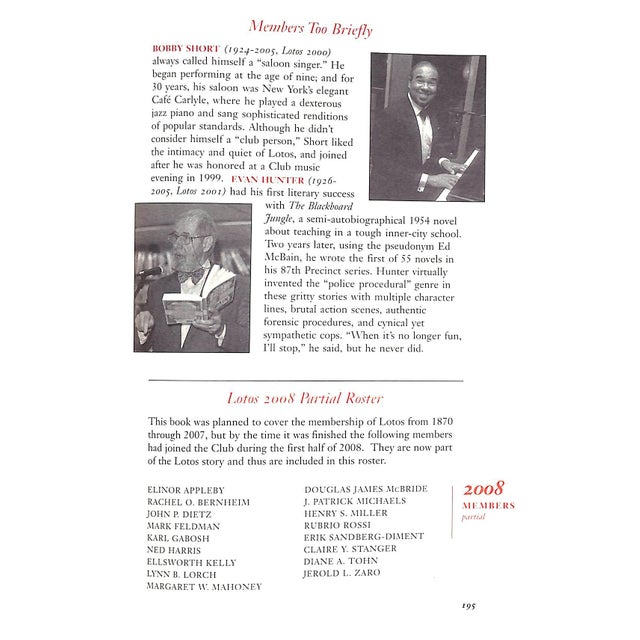 "The Members of the Lotos Club 1870 Through 2007" 2008 Johnson, Nancy [Editor] For Sale - Image 4 of 16