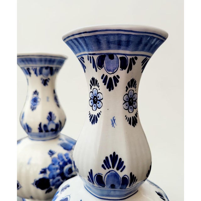 20th-Century Blue Delftware Knobbel Vases from Delft, Holland, 1920s, Set of 2 For Sale - Image 18 of 18