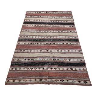 Antique Shahsavan Tribal Kilim, Handwoven Wool, Southwestern Earth Tones, 5' X 7' For Sale