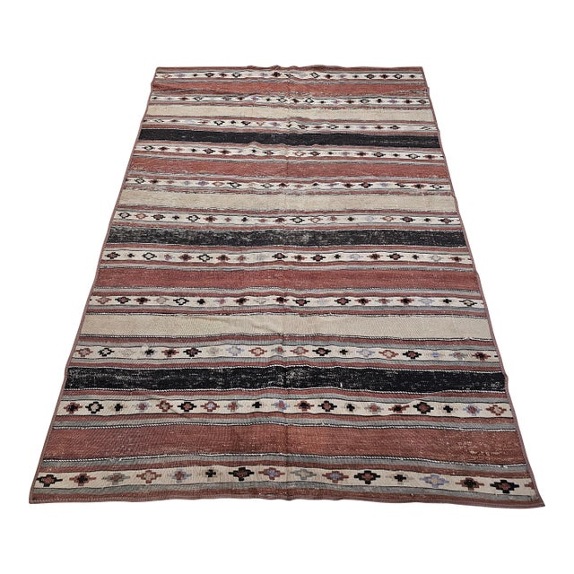 Antique Shahsavan Tribal Kilim, Handwoven Wool, Southwestern Earth Tones, 5' X 7' For Sale