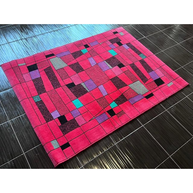 1980s Small Geometric Abstract Rug, Czechoslovakia, 1980s For Sale - Image 5 of 7