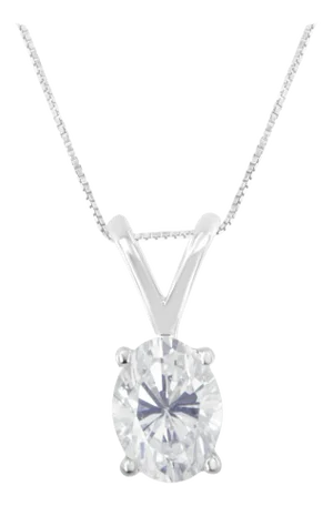 IGI Certified 10K White Gold 3/8 cttw Prong Set Diamond Oval Pendant Necklace (I-J Color, I1 Clarity) - Size 18"