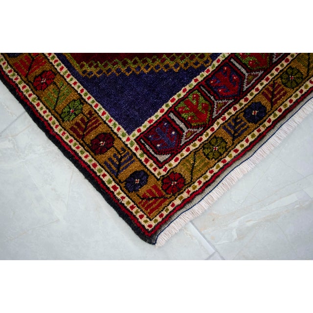 1970s Hand Knotted Small Turkish Rug Entryway Decor Bath Mat Kitchen Rug - 22'' X 39'' For Sale - Image 10 of 10