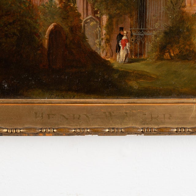 19th Century Original Oil Painting of Dryburgh Abbey and Tomb of Walter Scott, England For Sale - Image 9 of 12