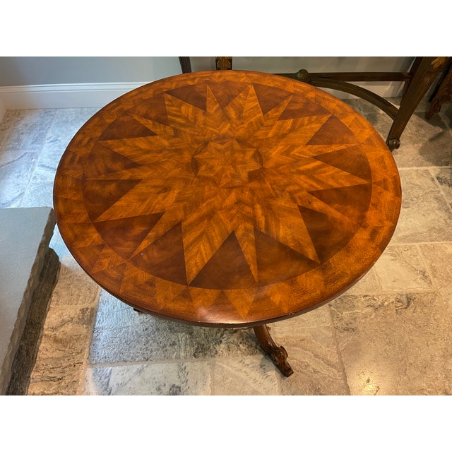 Vintage Starburst Marquetry Top Side Table For Sale In New York - Image 6 of 12