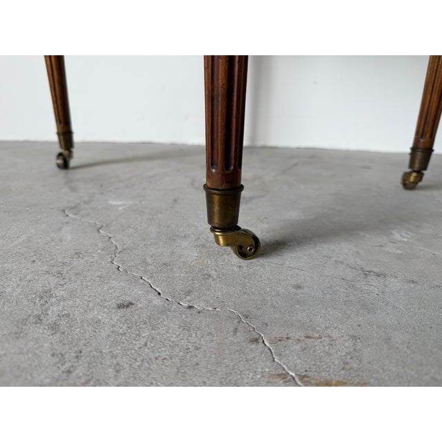 Vintage Baker Furniture Louis XVI-Style Bouillotte Side Table With Brass Gallery and Single Drawer For Sale - Image 16 of 16