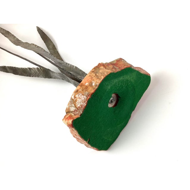 1960s Brutalist Steel Cattail Table Top Sculpture Signed For Sale - Image 12 of 13