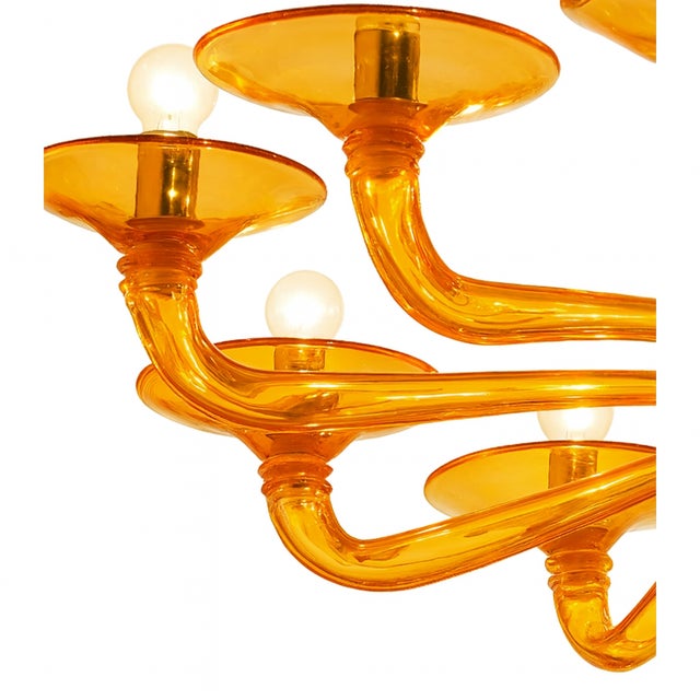 2020s Italian Contemporary Amber Murano Style Glass Chandelier For Sale - Image 5 of 6
