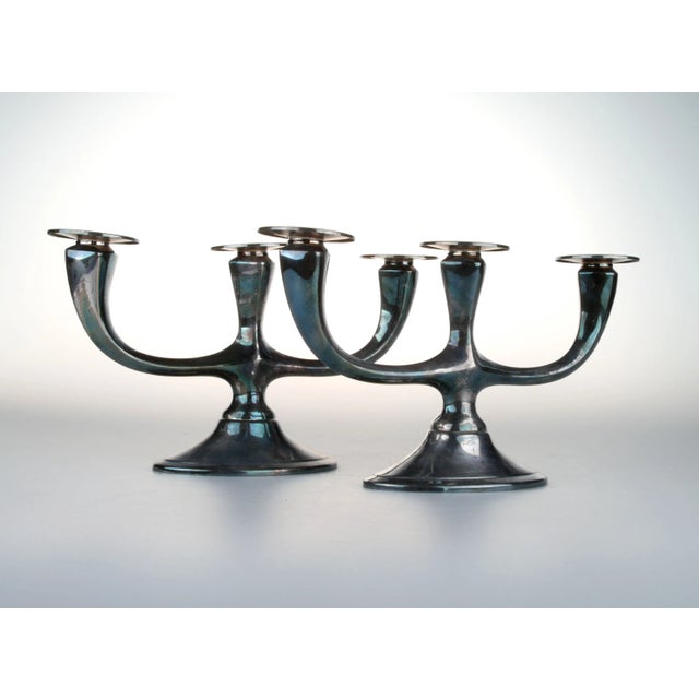 Mid 20th Century Silver-Plated German Candleholders - A Pair For Sale - Image 5 of 5