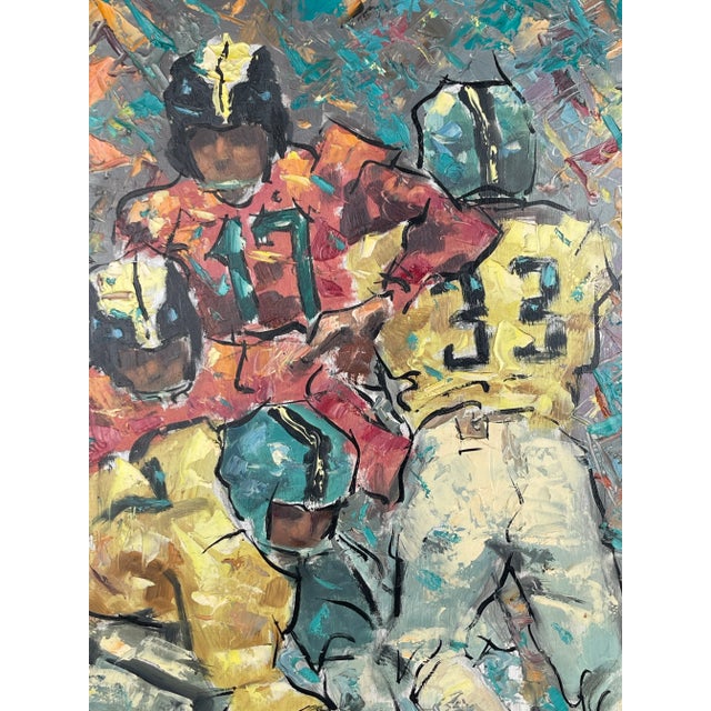 A Joseph Bodner (California 1925-1982) painting depicting four baseball players mid-game. 22-1/2” x 18”