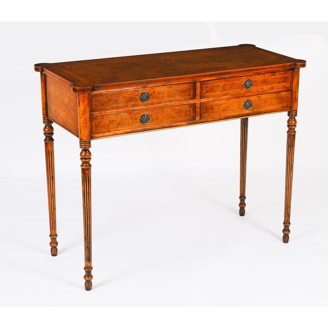 Brown Vintage English Bur Walnut Console Table, 1950s For Sale - Image 8 of 18