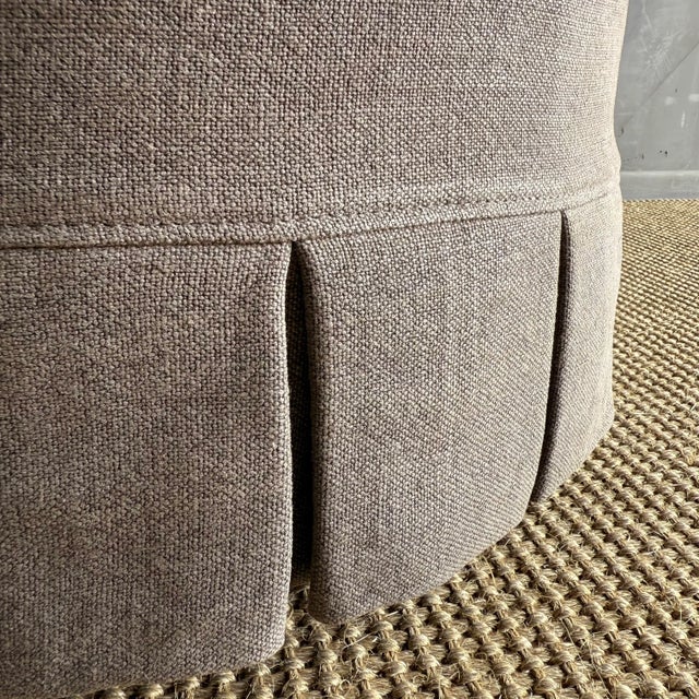 Not Yet Made - Made To Order Bailey Ecorce Slip Covered Ottoman in Linen With Pleated Skirt For Sale - Image 5 of 6