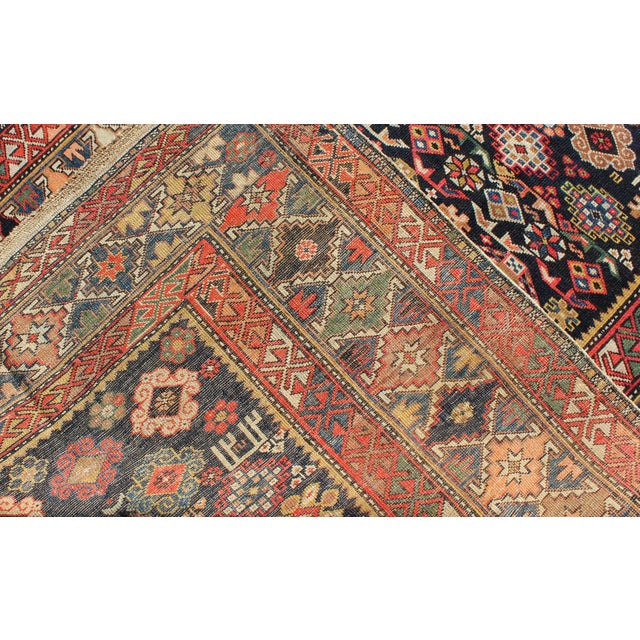 Colorful Antique Kuba Carpet With Intricate Geometric Design 3'7"x5'1" For Sale In Atlanta - Image 6 of 6