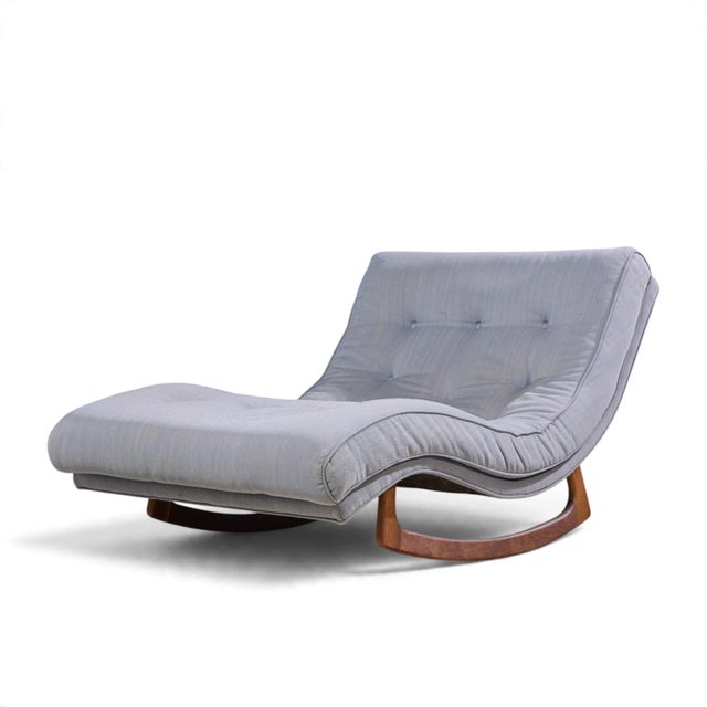 Mid-Century Modern Adrian Pearsall for Craft Associates Mid Century Walnut Rocking Wave Chaise Lounge Chair For Sale - Image 3 of 9