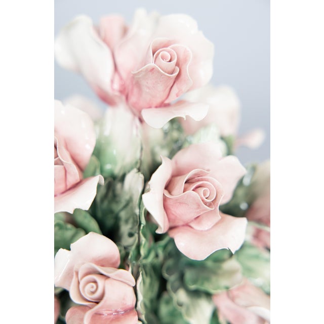Vintage Italian Blush Pink Roses Floral Arrangement Porcelain Topiary ...