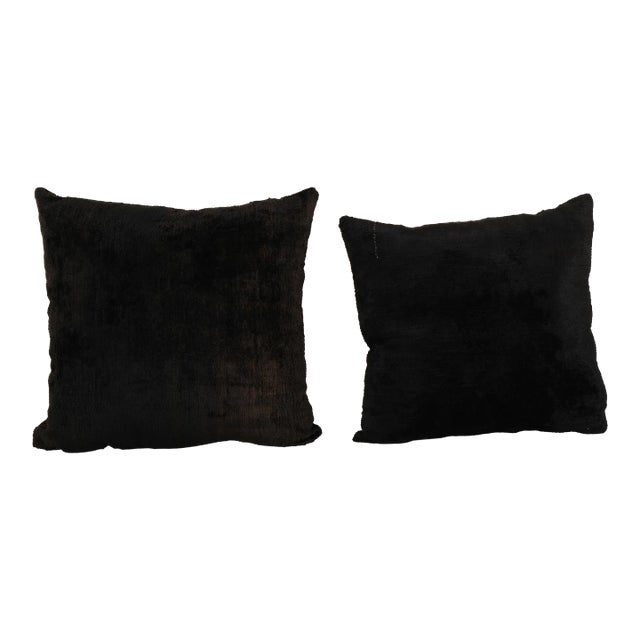 Turkish Velvet Black Kilim Pillow Cover For Sale