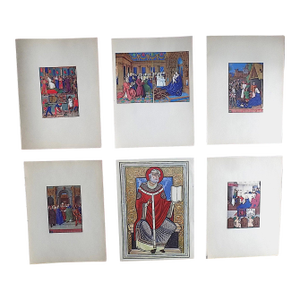 Vintage Mid 20th C. Ltd. Edition Verve Art Journal Book of Hours Lithographs - Set of 6