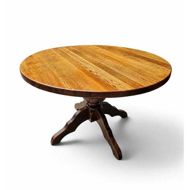 Oak Dining Table with Central Pedestal For Sale - Image 12 of 14