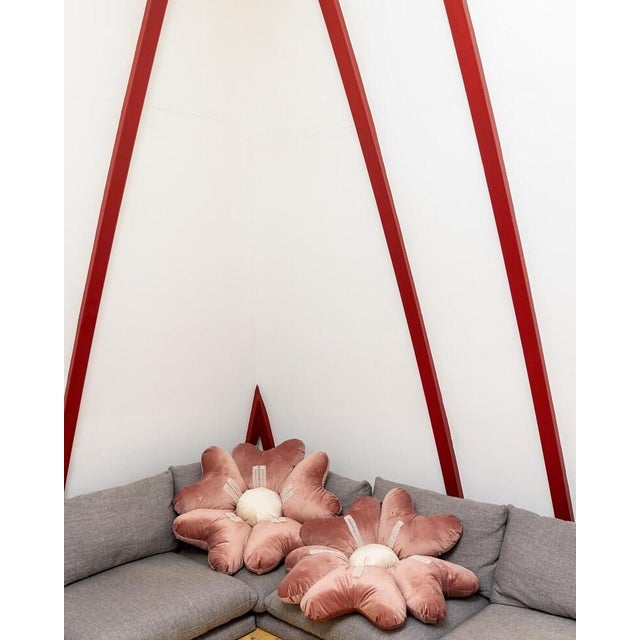 Contemporary Large Handmade Daisy Flower Pillow by Muse For Sale - Image 3 of 7