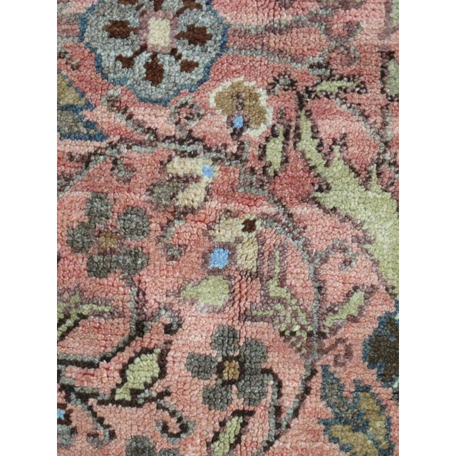 Vintage Turkish Oushak Rug With All-Over Floral Design in Pink Color Field For Sale - Image 4 of 5