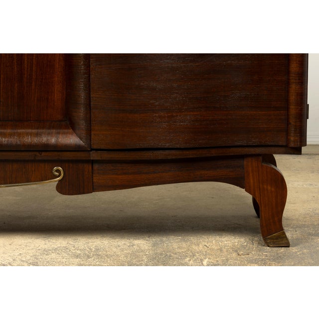 Brown 1930s French Art Deco Rosewood Sideboard With Black Marble Top For Sale - Image 8 of 18