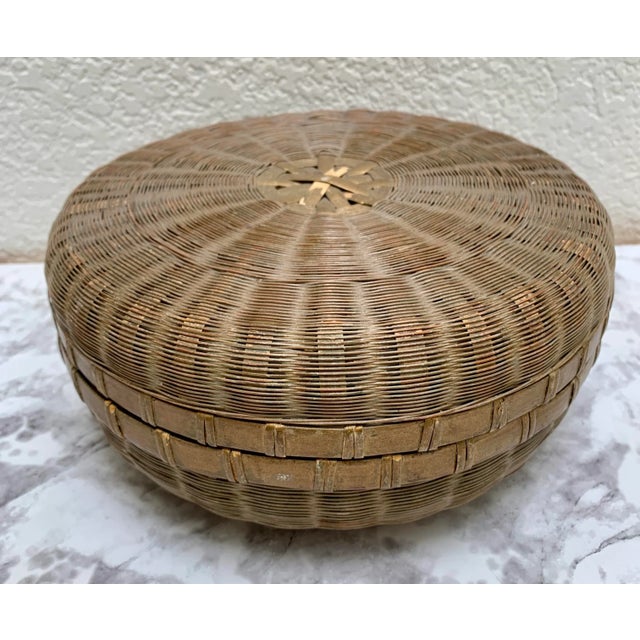 Asian chinoiserie decor and storage basket. Perfect for the bathroom for rolled hand towels or toiletries, seeing notions...