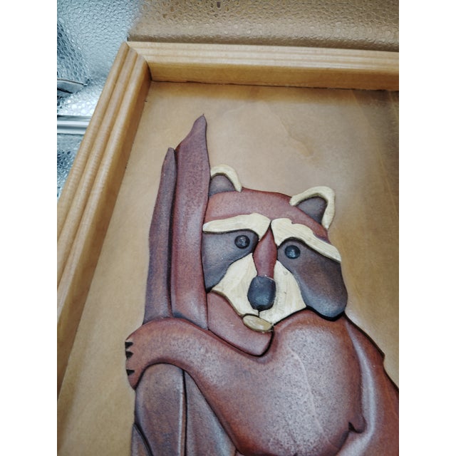 1960s 1960s Intarsia Raccoon Woodland Wall Hanging For Sale - Image 5 of 6