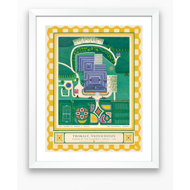 Atelier Aria Lumae the Grand Estate Cartography Set of 2 Shore Estate Faux Checkered Border Fine Art Hge Gallery Board Print 34" X 18" Wallspace For Sale - Image 12 of 18