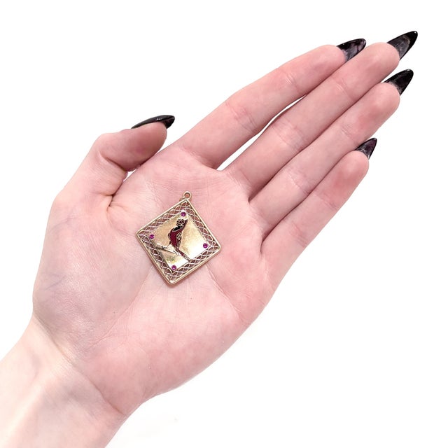 Mid-Century Modern Saint Louis Cardinals Baseball World Series Gold, Enamel & Ruby Charm by Ballou For Sale - Image 3 of 12