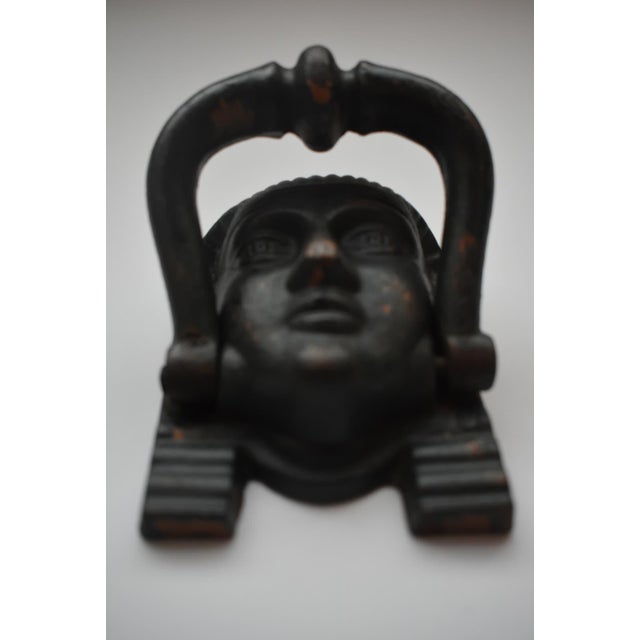 Traditional 1930s Cast Iron Egyptian Motif Door Knocker For Sale - Image 3 of 4