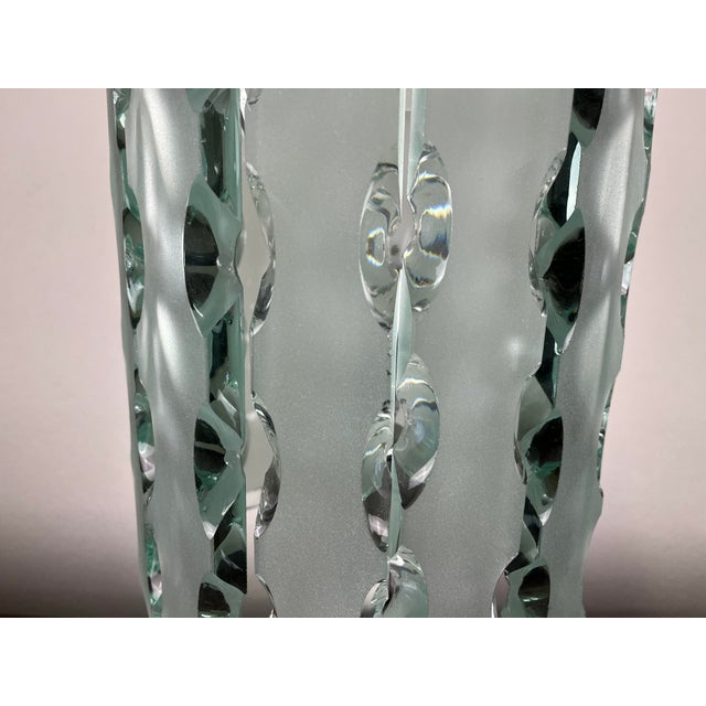Aqua Frosted Glass Zero Quattro Lamp by Max Ingrand for Fontana Arte, 1970s For Sale - Image 8 of 9
