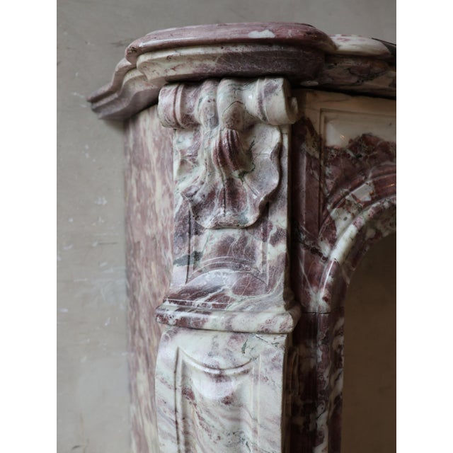 Antique Marble Trois Coquilles Fireplace in Violet de Villette For Sale - Image 10 of 18
