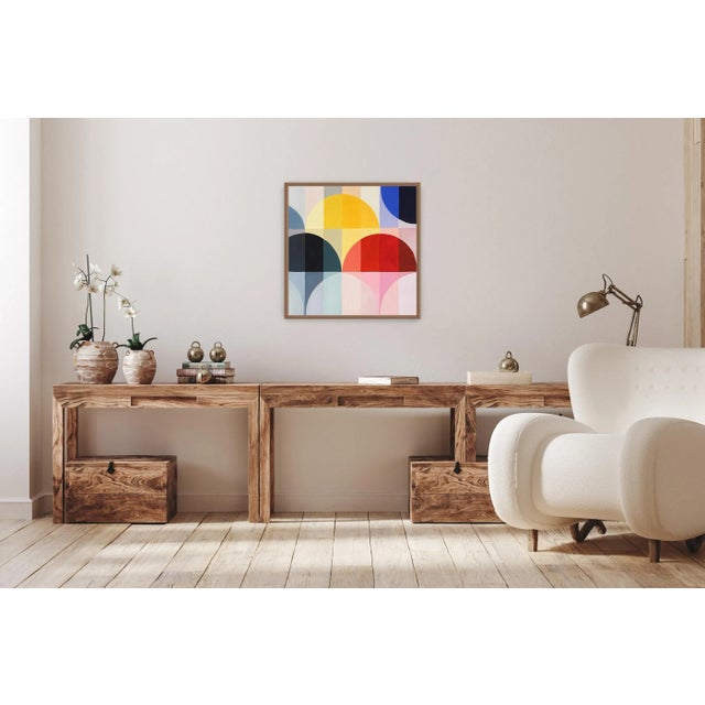 2023, Abstract Geometric Landscape of "Primary Bauhaus Tones", Acrylic Painting on Watercolor Painting Paper by Natalia Roman For Sale In Miami - Image 6 of 9