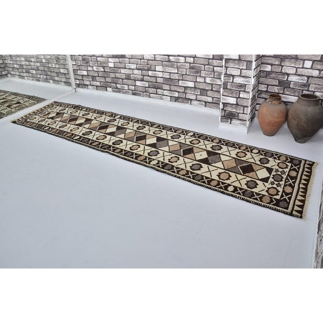 Textile Vintage Anatolian Wool Runner, Hand-Woven Geometric Kilim With Earth Tones For Sale - Image 7 of 10