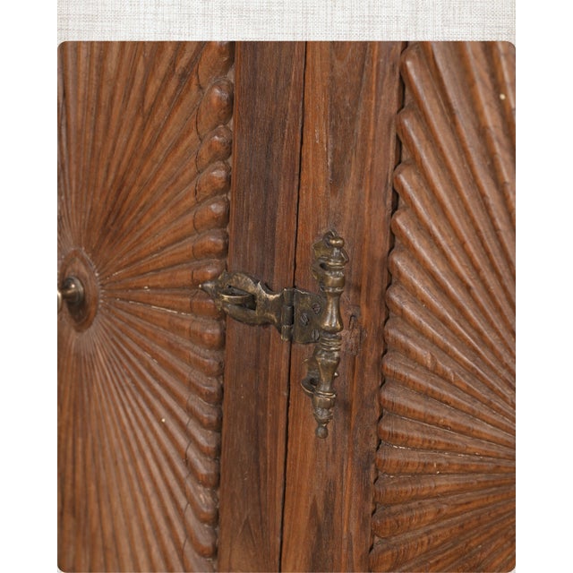 1930s Antique Indian Glass Armoire | Teak Wood Cabinet | Vintage Glass Display Cabinet | Rustic Home Decor For Sale - Image 5 of 6